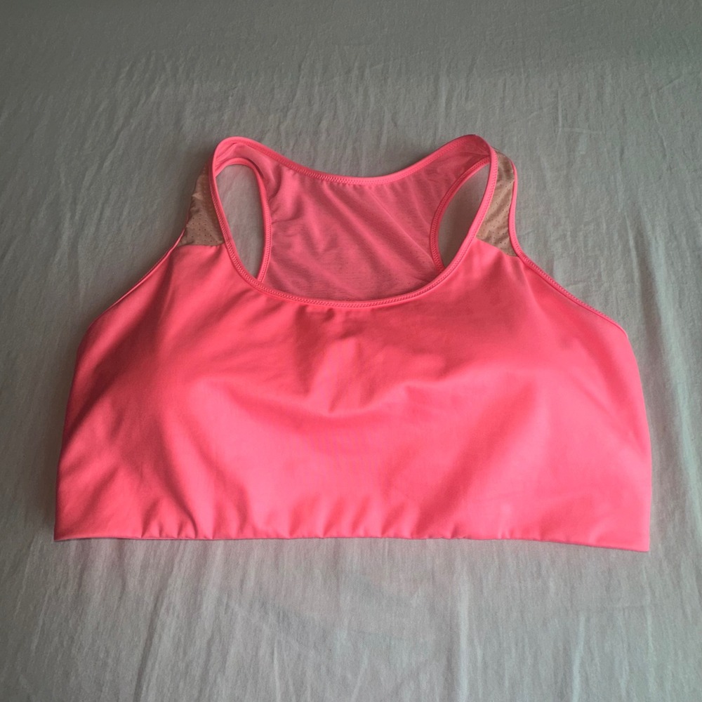 Fabletics Neon Pink Mesh Cutout Racerback Sports Bra Workout Women's XL/2X Read